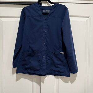 Grey's Anatomy by Barco Women's 4-Pocket Sporty Warm Up, Blue Small